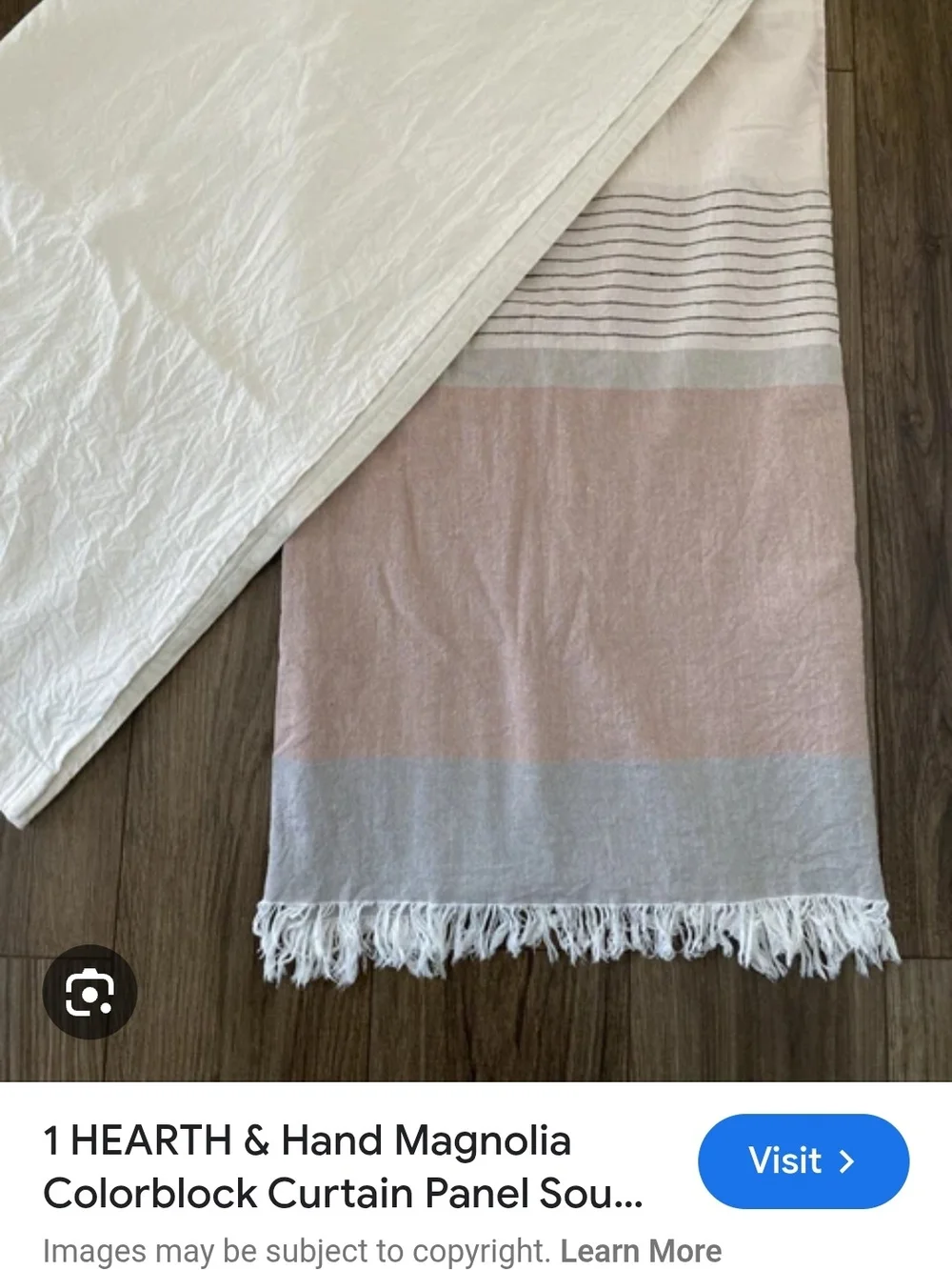 Hearth And Hand Cream and Blush Striped Cotton Shower Curtain